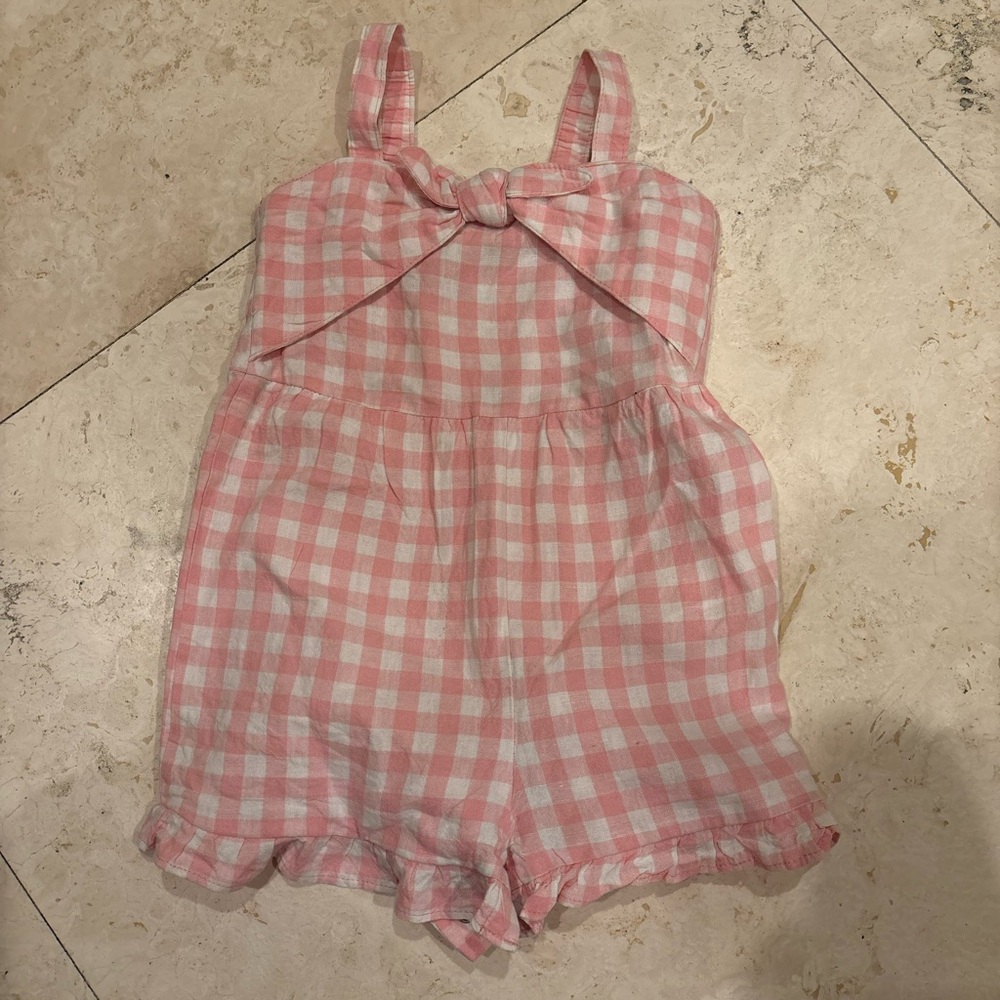 Pink Gingham Girls' Romper - Kids Bottoms